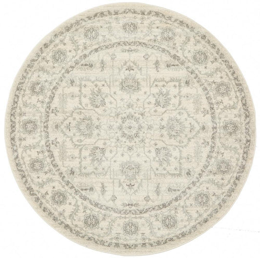 Elsa White Transitional Round Rug