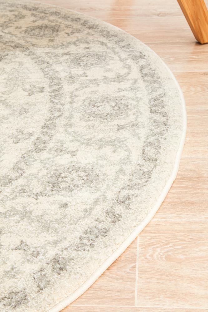 Elsa White Transitional Round Rug