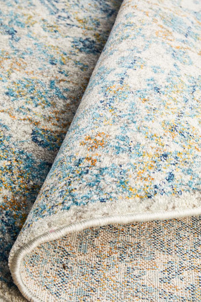 Monica Transitional Multi-Colour Blue & Tangerine Round Rug