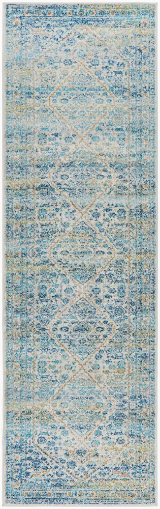 Monica Transitional Blue & Tangerine Rug hall runner