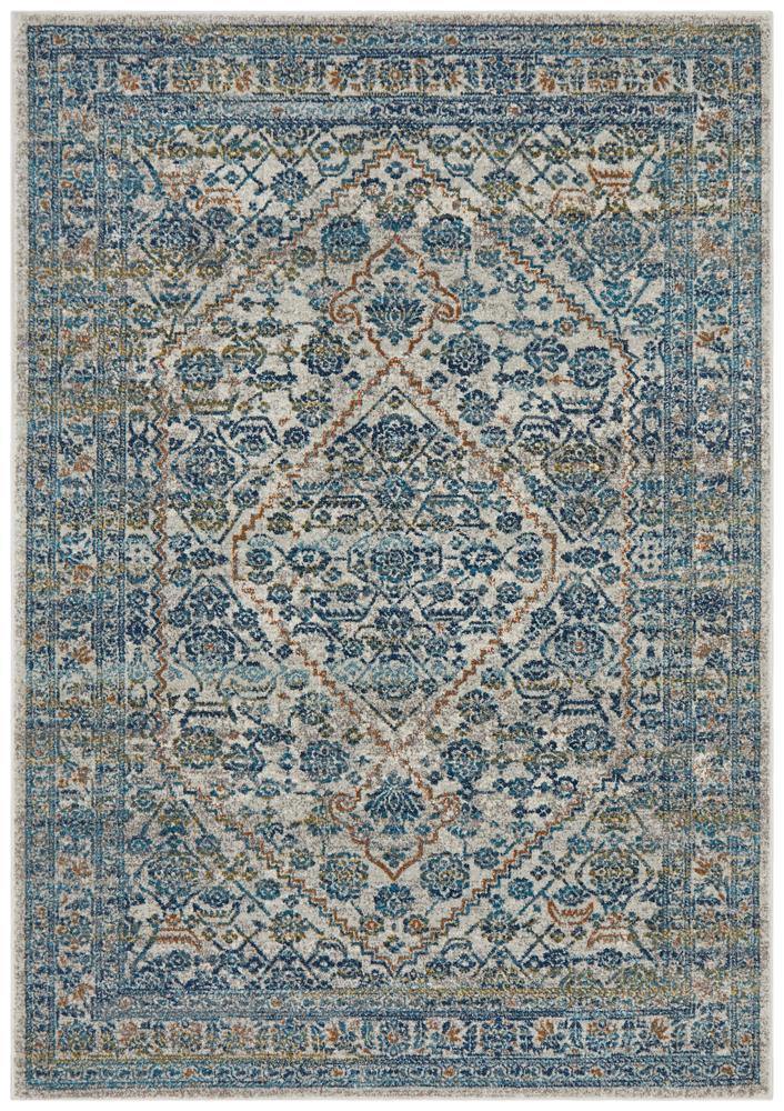Monica Transitional Blue & Tangerine Rug