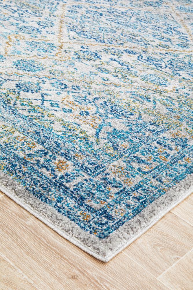 Monica Transitional Blue & Tangerine Rug