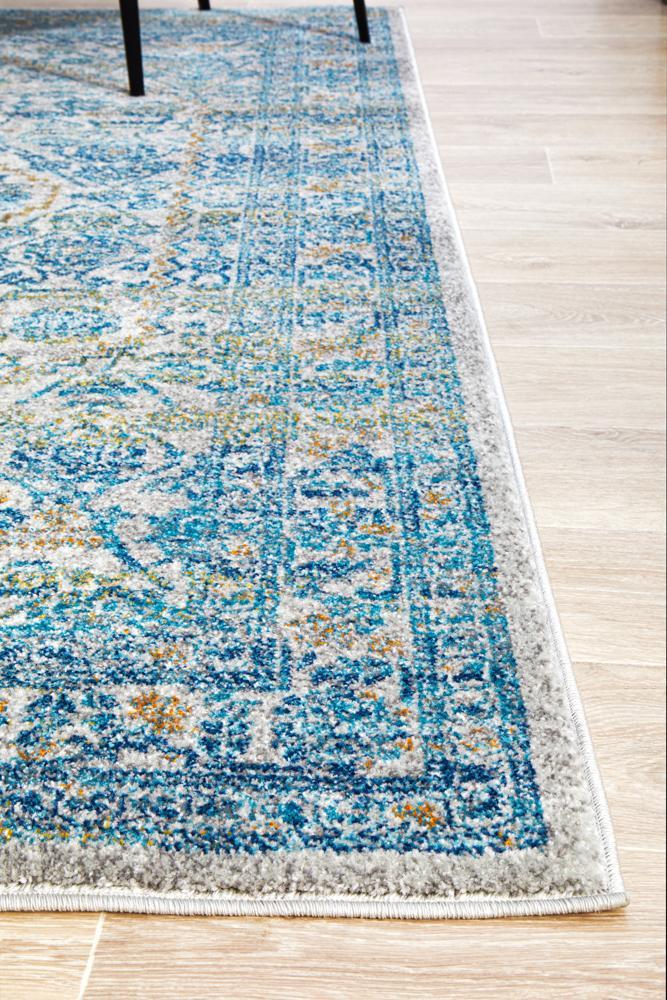 Monica Transitional Blue & Tangerine Rug