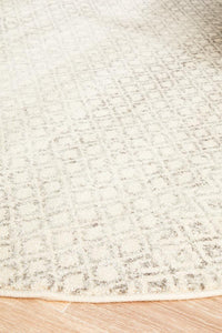 Thumbnail for Harper Tribal Diamond Grey & Ivory Round Rug