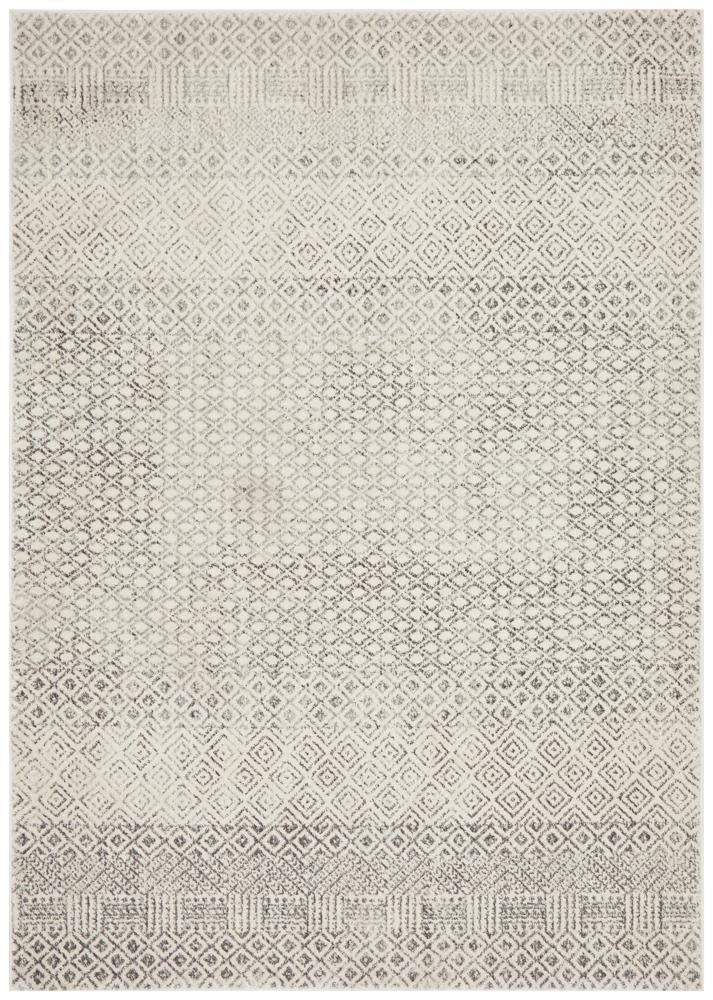 Harper Tribal Diamond Pattern Ivory & Grey Rug