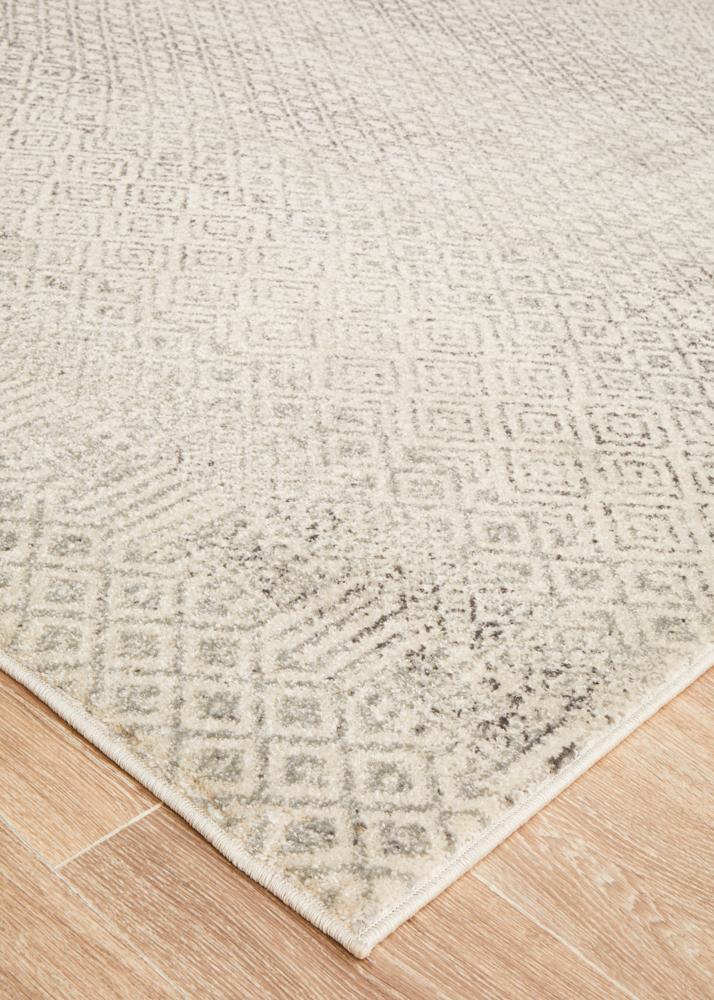 Harper Tribal Diamond Pattern Ivory & Grey Rug