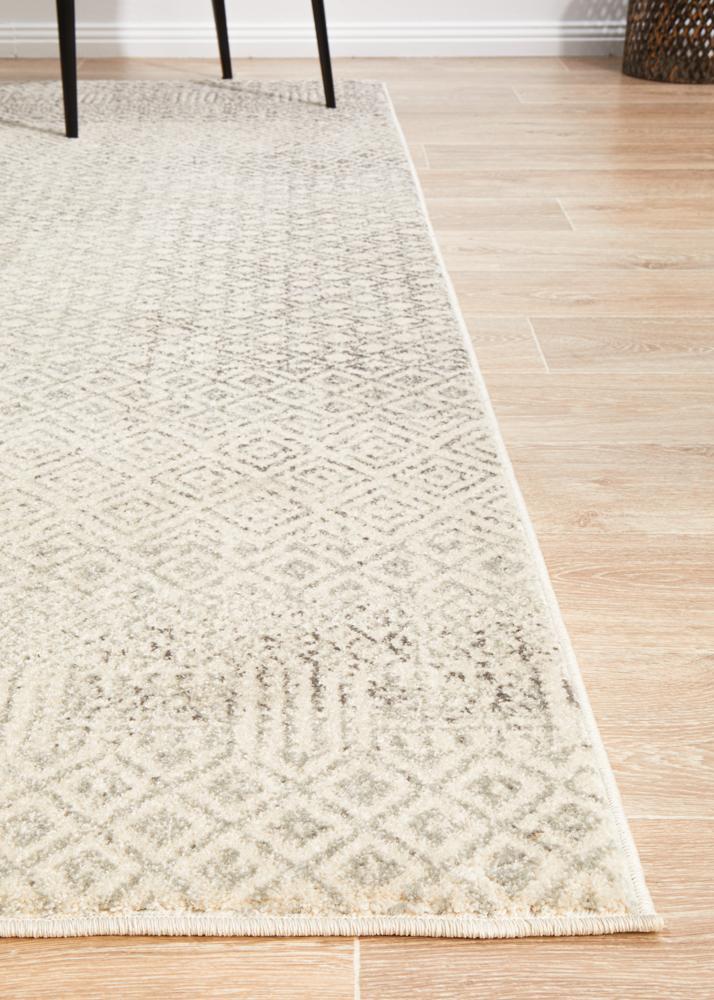 Harper Tribal Diamond Pattern Ivory & Grey Rug