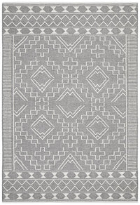 Thumbnail for Zara Tribal Grey & White Wool Rug