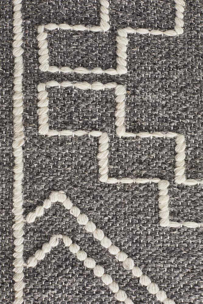 Zara Tribal Grey & White Wool Rug