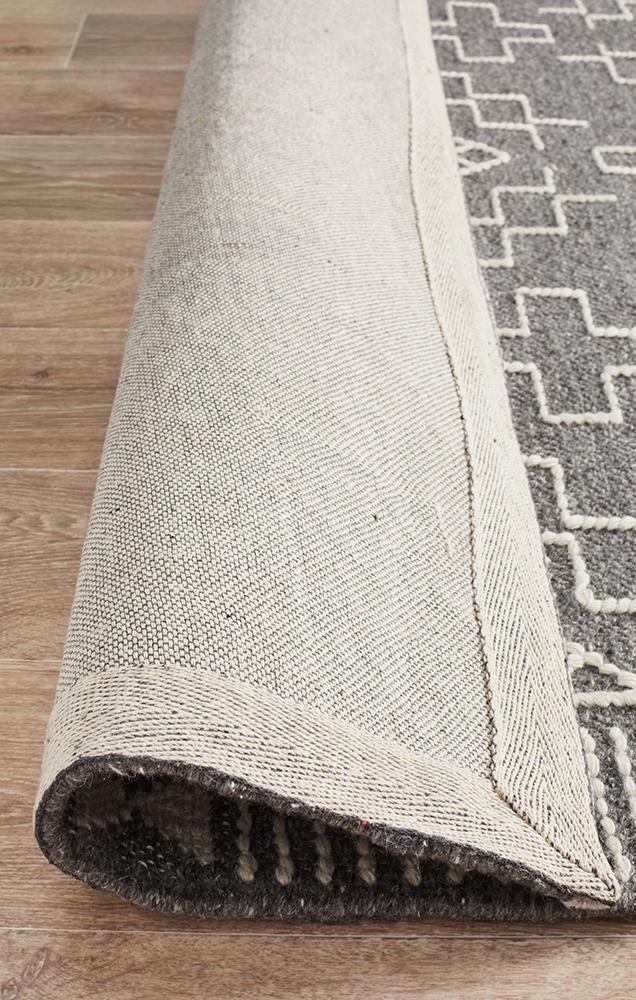 Zara Tribal Grey & White Wool Rug