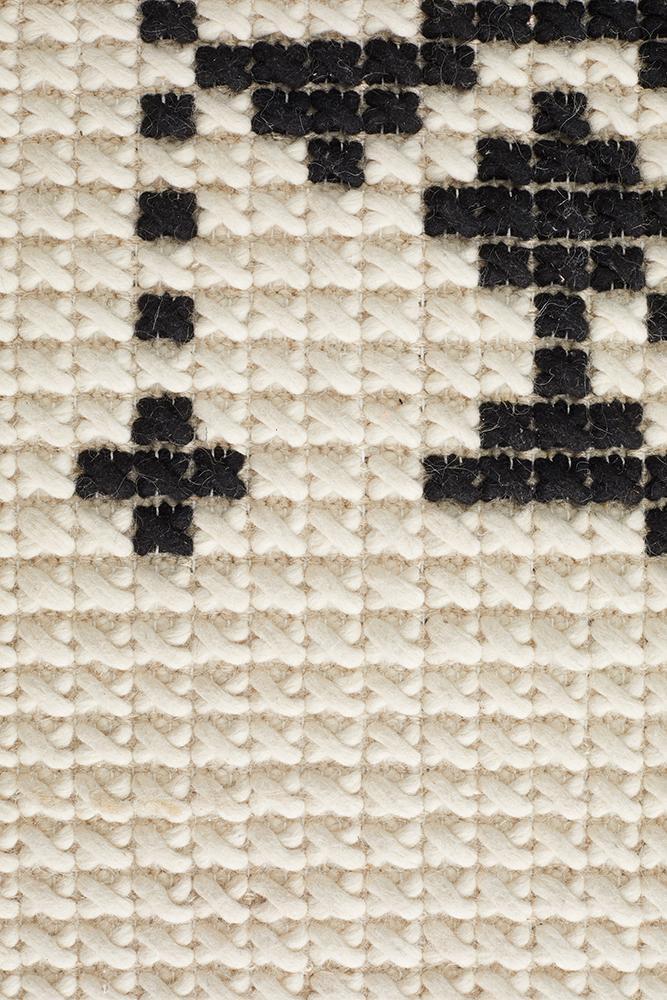 Meeka Tribal Black & White Cross Stitch Rug