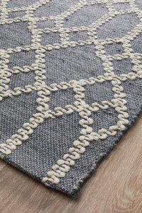Thumbnail for Nellie Tribal Blue & Ivory Rug