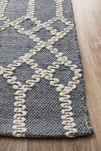 Thumbnail for Nellie Tribal Blue & Ivory Rug