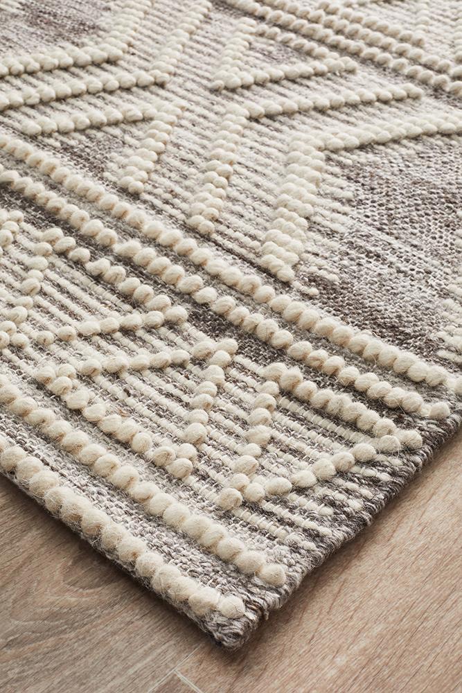 Zena Tribal Light Grey & White Wool Rug