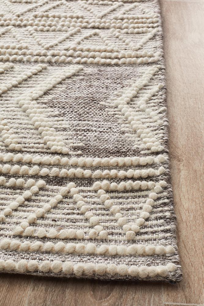 Zena Tribal Light Grey & White Wool Rug