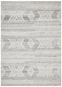 Thumbnail for Zena Tribal Grey & White Patterned Rug