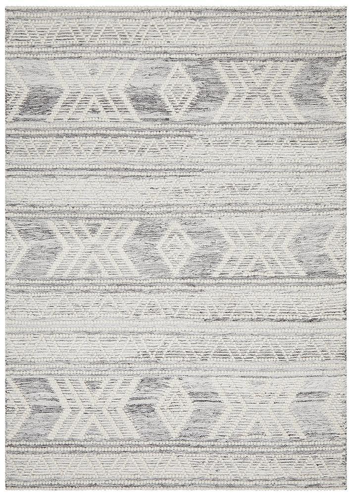 Zena Tribal Grey & White Patterned Rug