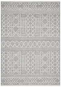 Thumbnail for Zara Tribal Grey Wool Flatweave Rug