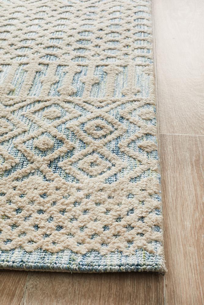 Lianna Tribal Blue & Ivory Rug