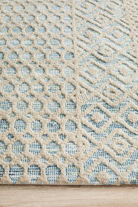 Thumbnail for Lianna Tribal Blue & Ivory Rug