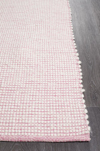 Thumbnail for Freya Scandi Pink & White Flatweave Wool Rug