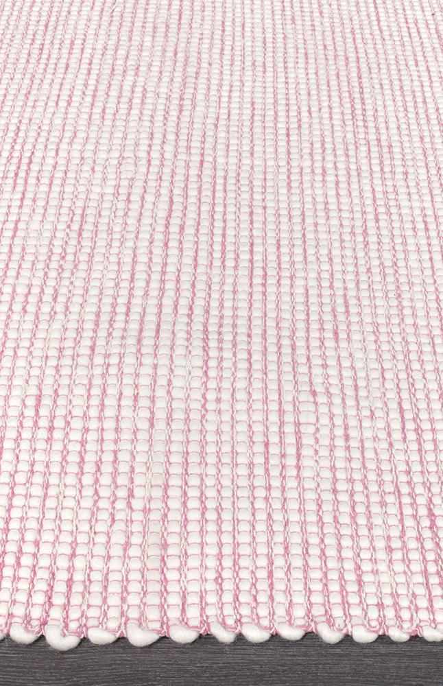 Freya Scandi Pink & White Flatweave Wool Rug