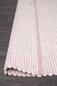 Thumbnail for Freya Scandi Pink & White Flatweave Wool Rug