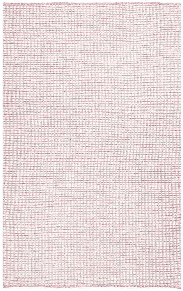 Freya Scandi Pink & White Flatweave Wool Rug
