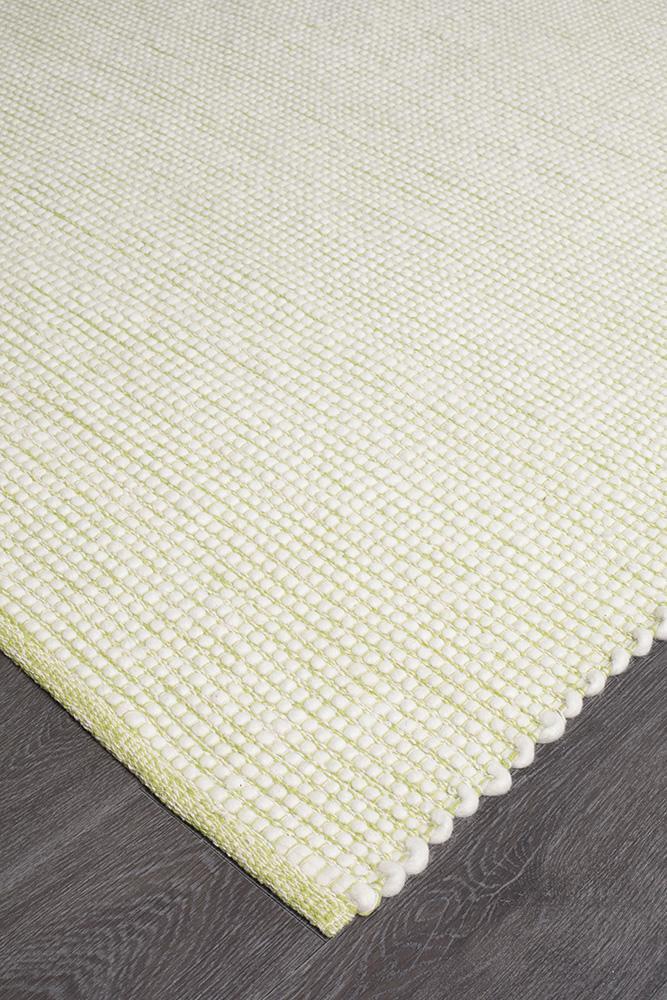 Freya Scandi Pistachio & White Flatwoven Wool Rug