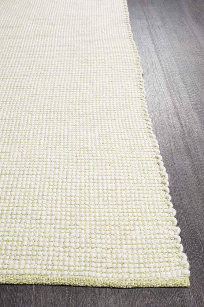 Freya Scandi Pistachio & White Flatwoven Wool Rug