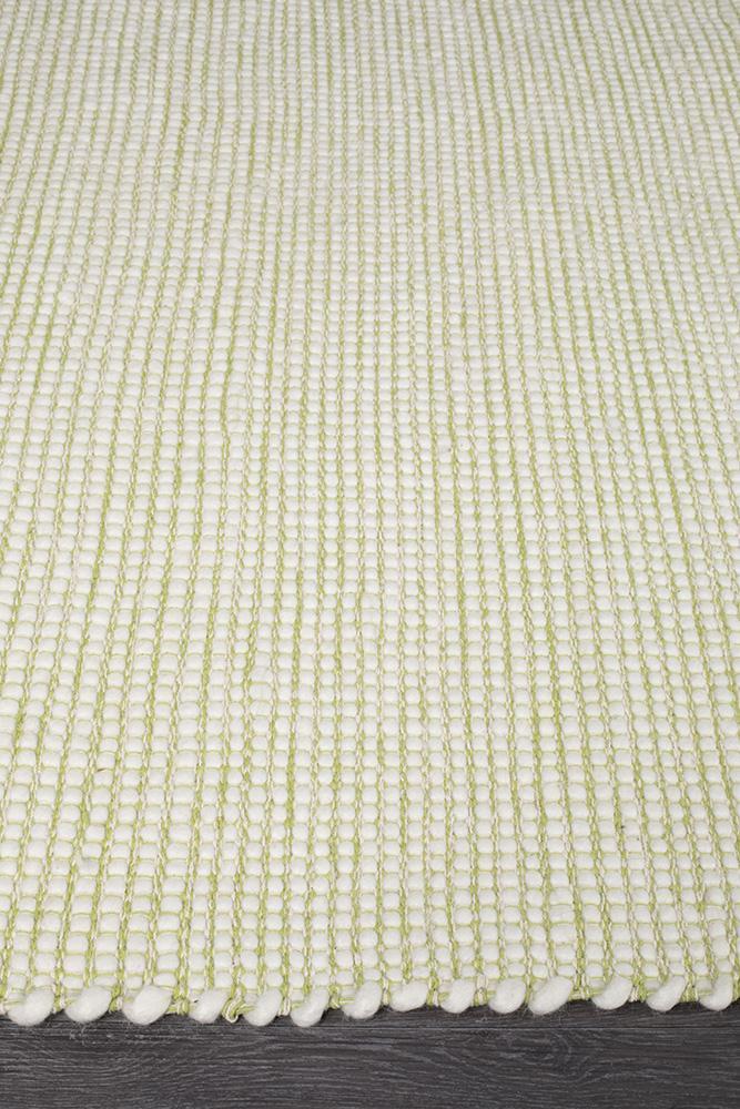Freya Scandi Pistachio & White Flatwoven Wool Rug