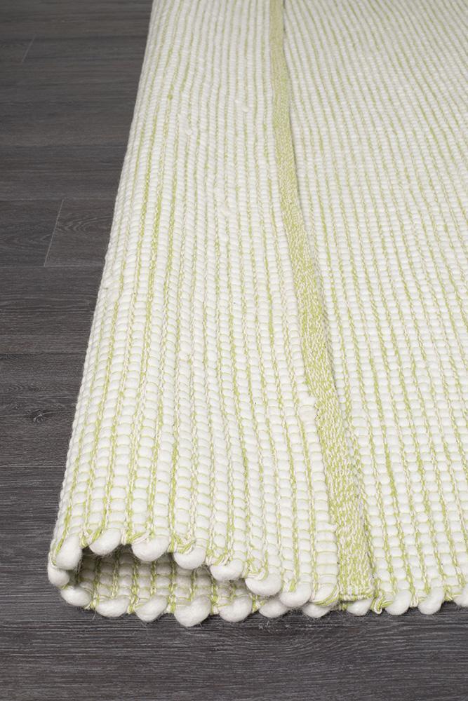 Freya Scandi Pistachio & White Flatwoven Wool Rug