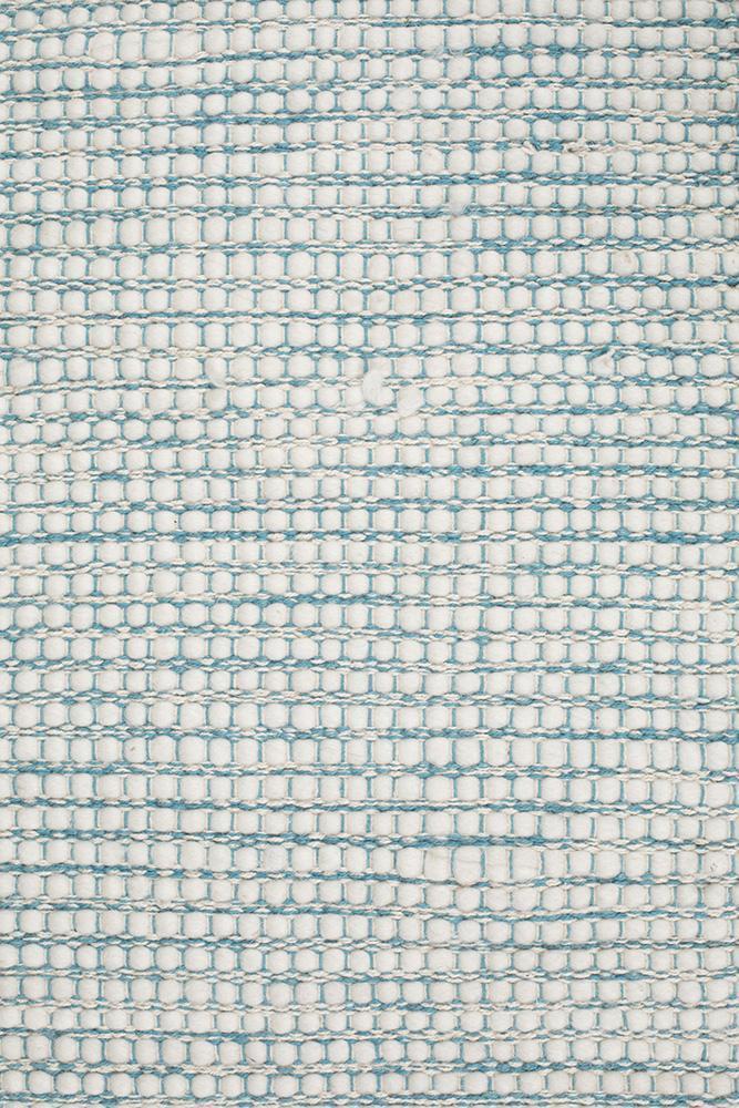 Freya Scandi Turquoise & White Flatwoven Wool Rug