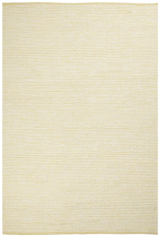 Freya Scandi Yellow & White Flatweave Wool Rug