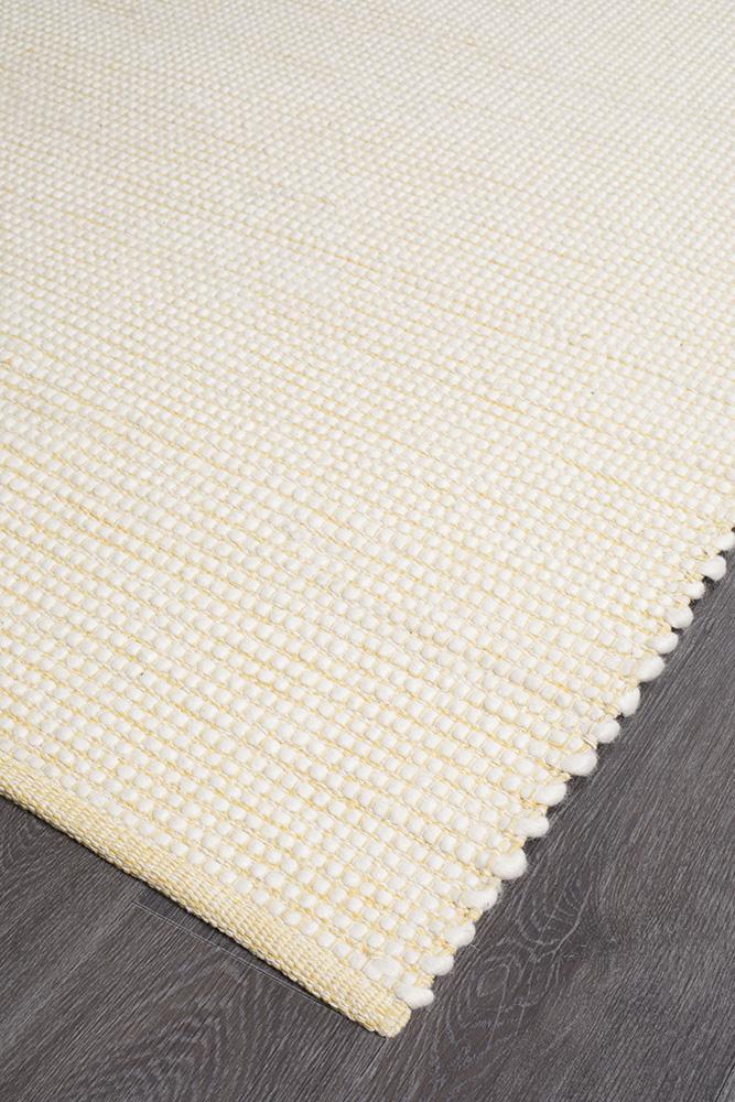 Freya Scandi Yellow & White Flatweave Wool Rug