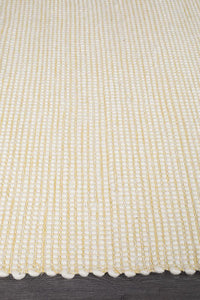 Thumbnail for Freya Scandi Yellow & White Flatweave Wool Rug