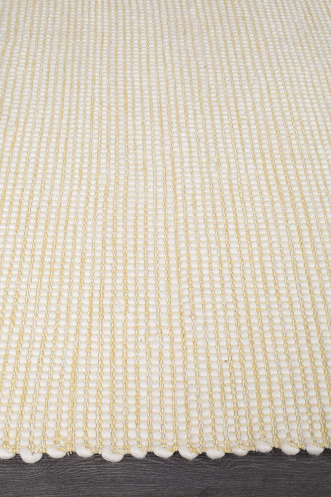 Freya Scandi Yellow & White Flatweave Wool Rug
