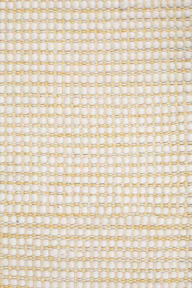 Freya Scandi Yellow & White Flatweave Wool Rug