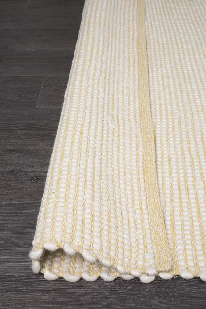 Freya Scandi Yellow & White Flatweave Wool Rug