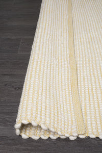 Thumbnail for Freya Scandi Yellow & White Flatweave Wool Rug