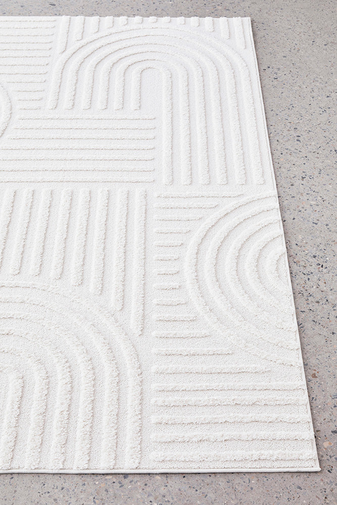 Mari Dior White Arch Pattern Rectangle Rug