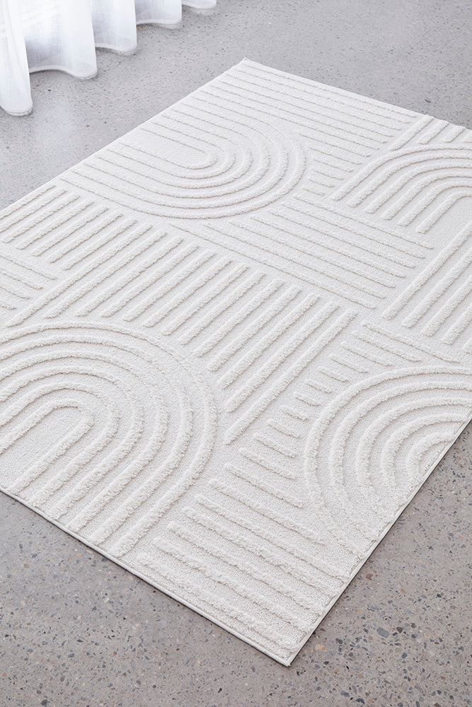 Mari Dior White Arch Pattern Rectangle Rug