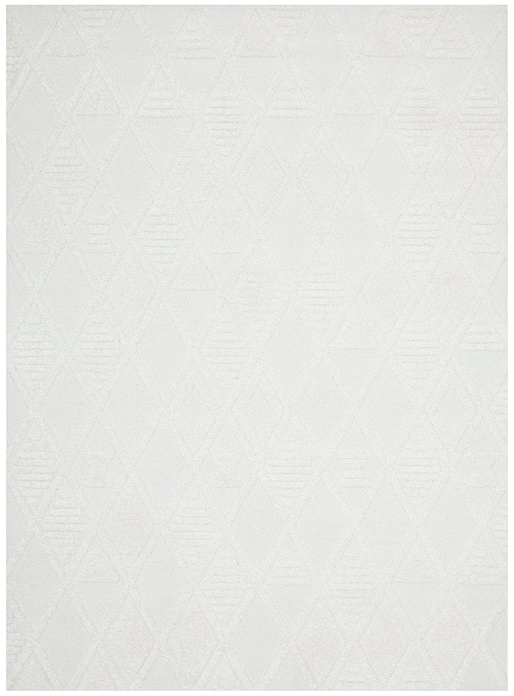 Mari Lisa White Diamond Pattern Rectangle Rug