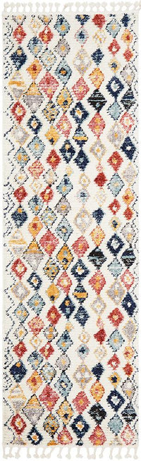 Thumbnail for Mira Tribal Multi-Colour Geometric Diamond Pattern Hand Loomed Rug