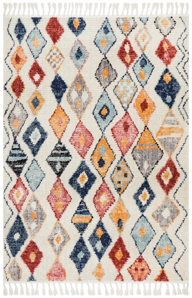 Mira Tribal Multi-Colour Geometric Diamond Pattern Hand Loomed Rug