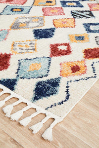 Thumbnail for Mira Tribal Multi-Colour Geometric Diamond Pattern Hand Loomed Rug