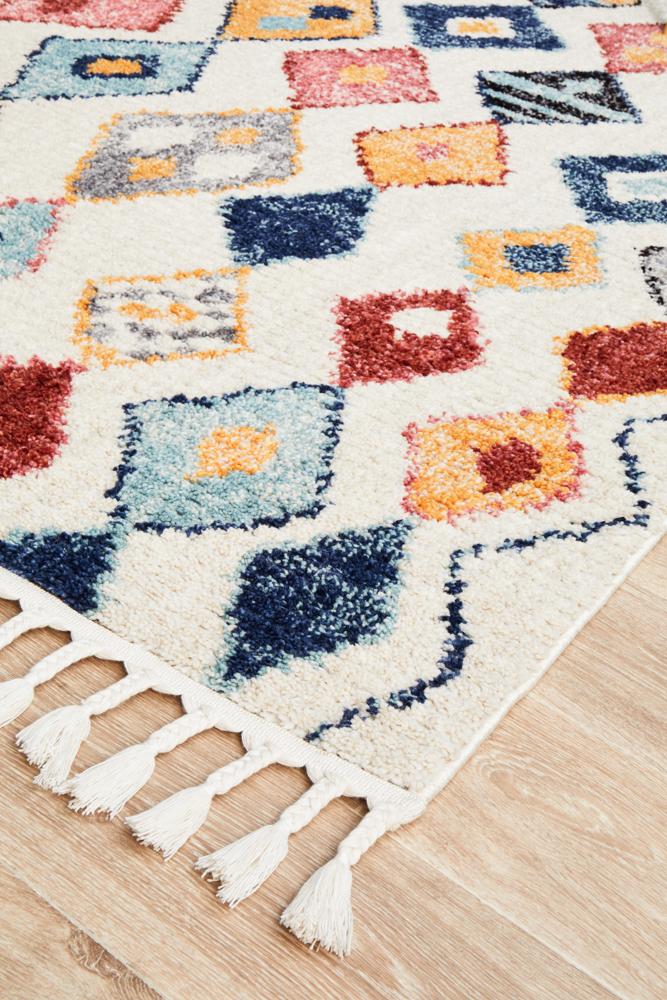 Mira Tribal Multi-Colour Geometric Diamond Pattern Hand Loomed Rug