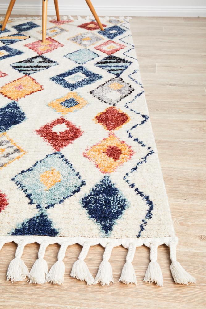 Mira Tribal Multi-Colour Geometric Diamond Pattern Hand Loomed Rug