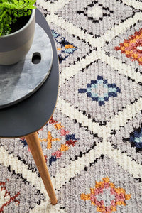 Thumbnail for Mira Grey Multi-Colour Geometric Pattern Rug