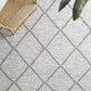 Jasmine Ivory & Black Modern Diamond Pattern Flatwoven Wool Rug